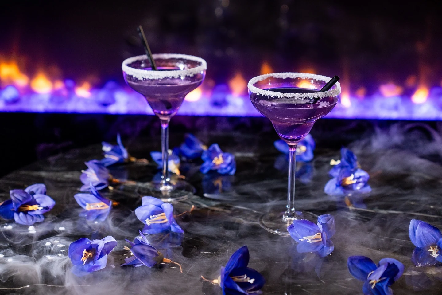 Deux Margarita Violette devant la cheminée